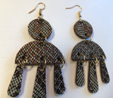 Snake skin, leather earrings