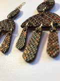 Snake skin, leather earrings